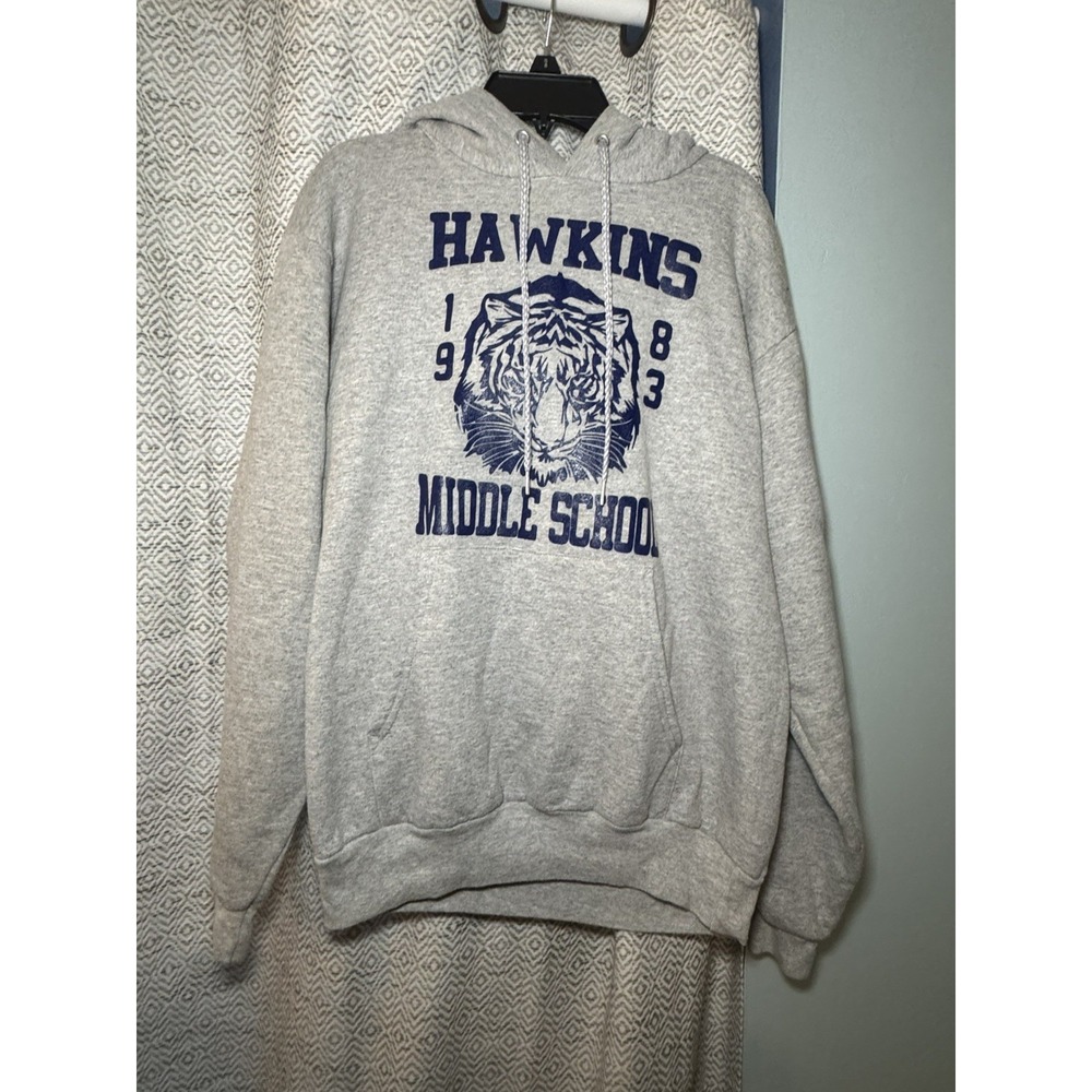 Hanes Gray Hawkins Middle School Hoodie Stranger Things Costume Halloween Small